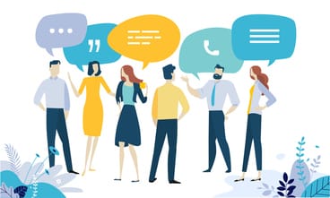 Vector illustration concept of testimonial, social media, networking, business communication, forum, product review