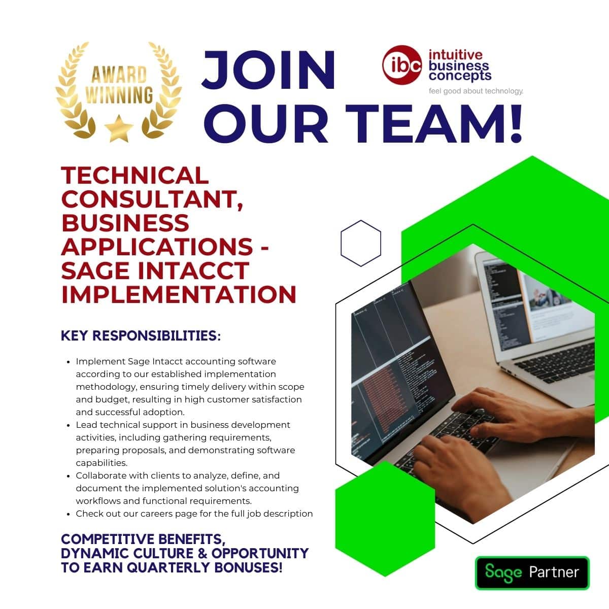 IBC is hiring a Technical Consultant for Sage Intacct